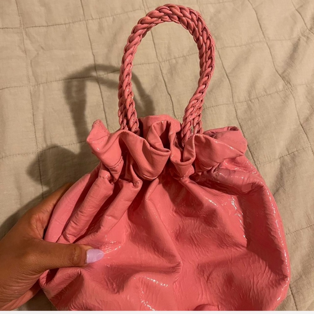 STAUD Pink Shoulder Bag with Braided Handle